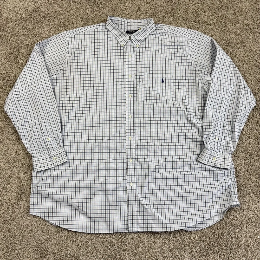 Polo Ralph Lauren Shirt Mens Big 4XLT White Check Performance Button Down *FLAW